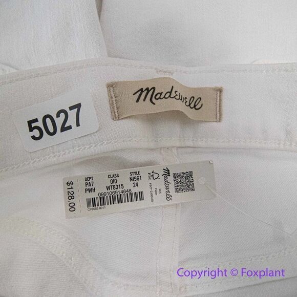 NEW Madewell Kick Out Crop Jeans in pure white, 24 - Picture 14 of 16